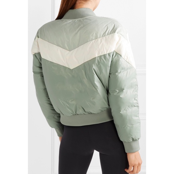 All Access Retro Color Block Quilted Shell Down Bomber Moto Jacket Size XS - Picture 3 of 12